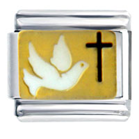 Italian Charms - cross and dove italian charm Image.
