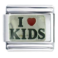 Italian Charms - i heart kids silver italian charm Image.