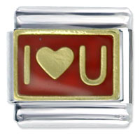 Italian Charms - gold plated i heart u italian charm Image.