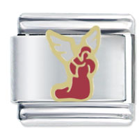 Italian Charms - gold tone angel in red italian charm Image.