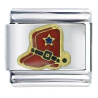 Italian Charms - red cowboy boots italian charm Image.