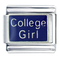 Italian Charms - silver tone college girl italian charm Image.