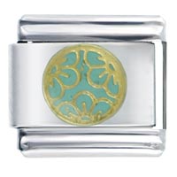 Italian Charms - turquoise flower medallion italian charm Image.