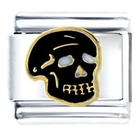 Italian Charms - black halloween skull italian charm Image.