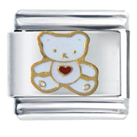 Italian Charms - white teddy bear with heart italian charm Image.