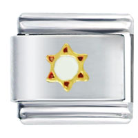 Italian Charms - golden and white star of david italian charm Image.