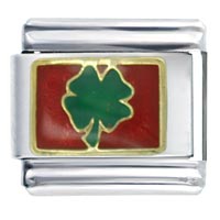 Italian Charms - gold plated lucky clover italian charm Image.