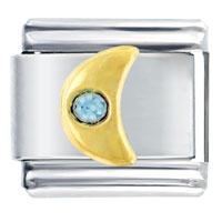 Italian Charms - moon with blue crystal italian charm Image.