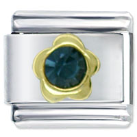Italian Charms - gold and september sapphire color birthstone flower italian charm Image.