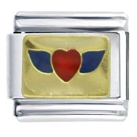 Italian Charms - blue winged heart italian charm Image.