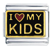 Italian Charms - golden i heart my kids italian charm Image.