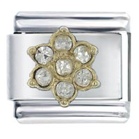 T3505_04_PG_X04: gold plated april diamond color birthstone flower italian charm Image.