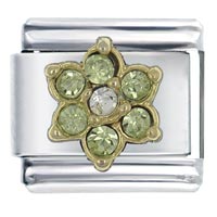T3505_08_PG_X08: gold plated august peridot color birthstone flower italian charm Image.