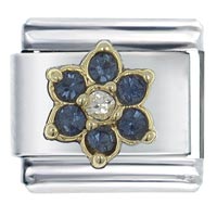 Italian Charms - gold plated september sapphire color birthstone flower italian charm Image.