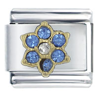 Italian Charms - gold plated december blue zircon color birthstone flower italian charm Image.