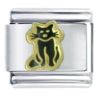 Italian Charms - sitting black cat italian charm Image.