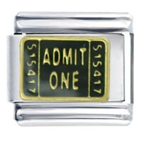 Italian Charms - admit one ticket black italian charm Image.
