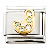 Golden "j" Letter With April Birthstone Italian Charm
