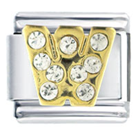 Italian Charms - letter w studded italian charm Image.