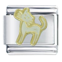 Italian Charms - white alley cat italian charm Image.