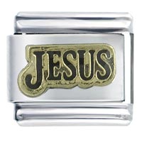 Italian Charms - jesus on gold italian charm Image.