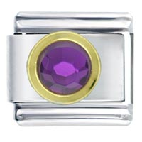 Italian Charms - round february amethyst color birthstone italian charm Image.