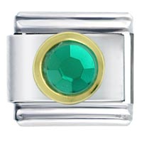 Italian Charms - round may emerald color birthstone italian charm Image.