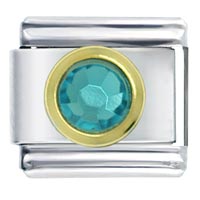 Italian Charms - round december blue zircon color birthstone italian charm Image.