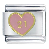Italian Charms - 21 pink heart italian charm Image.