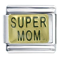 Italian Charms - golden super mom italian charm Image.