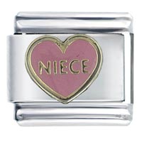 Italian Charms - pink niece heart italian charm Image.