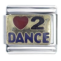 Italian Charms - heart love 2 dance italian charm Image.