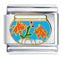Italian Charms - gold fish and plant italian charm Image.