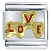 Italian Charms - gold love hearts italian charm Image.