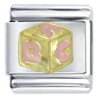 Italian Charms - pink alphabet block italian charm Image.