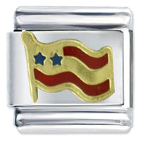 Italian Charms - golden wavy usa flag italian charm Image.