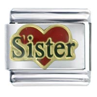 Italian Charms - heart sister italian charm Image.