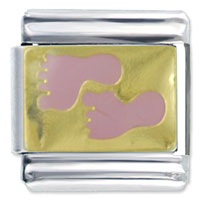 Italian Charms - baby pink footprints italian charm Image.