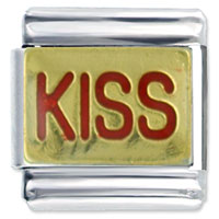 Italian Charms - red letter kiss italian charm Image.