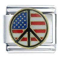 Italian Charms - usa flag peace italian charm Image.