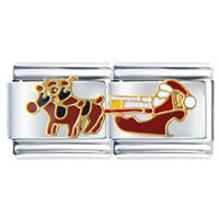 Italian Charms - christmas reindeer and sled italian charm Image.