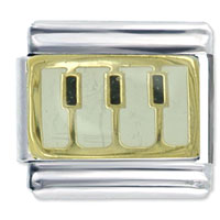 Italian Charms - gold plated piano keys italian charm Image.