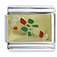 Italian Charms - golden candy cane christmas italian charm Image.
