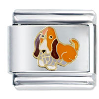 Italian Charms - basset hound dog orange italian charm Image.