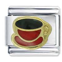 Italian Charms - coffee cup red italian charm Image.