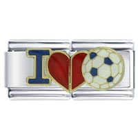 Italian Charms - i heart soccer double italian charm Image.