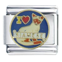 Italian Charms - i heart siamese cat italian charm Image.