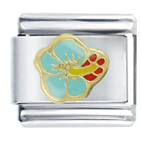 Italian Charms - blue hibiscus flower italian charm Image.