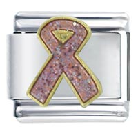 Italian Charms - breast cancer ribbon sparkle italian charm Image.