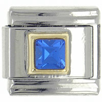 Italian Charms - december blue zircon color birthstone square italian charm Image.
